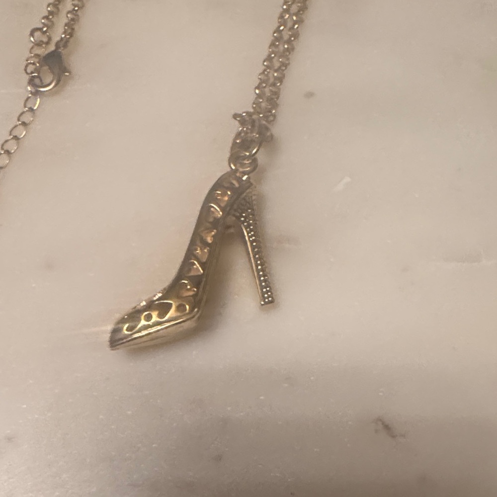 Gold High Heel Swarovski Crystal Pendant Necklace - Picture 4 of 5